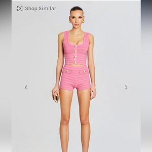 Retrofete Pink Buttoned Crop Top and Shorts Set